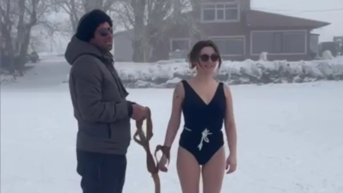 Eksi 20 derecede Çıldır Gölü’ne girdi! Cesaret dolu anlar viral oldu!